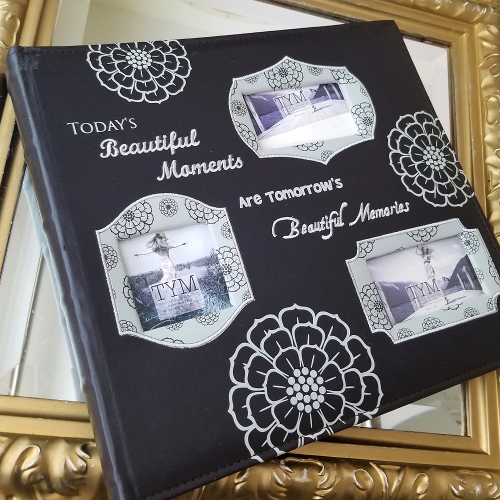 ❗Large Black and White Family Floral Theme Photo Album❗